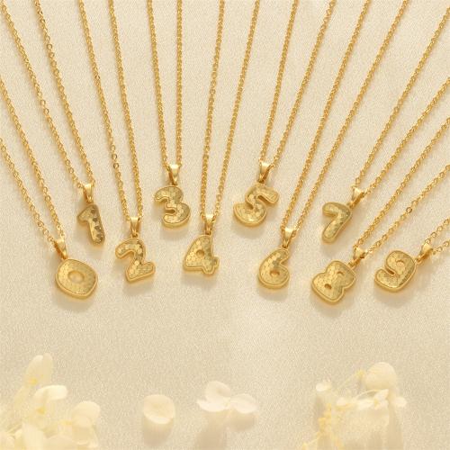 Brass Jewelry Necklace, with 5CM extender chain, Number, plated, fashion jewelry & for woman cm 