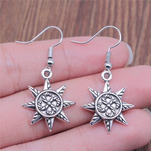 Zinc Alloy Drop Earring, Sun, plated, fashion jewelry, silver color 