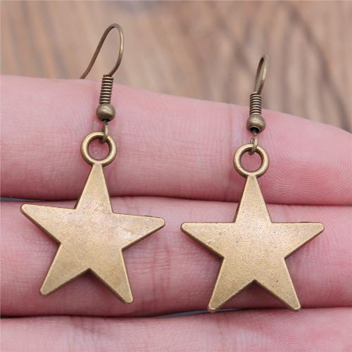 Zinc Alloy Drop Earring, Star, plated, fashion jewelry, antique bronze color 