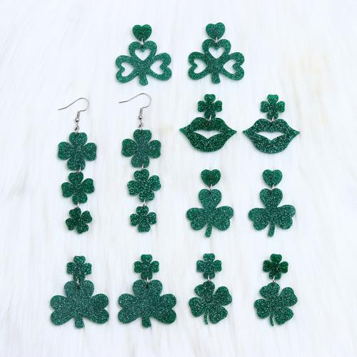 Acrylic Drop Earring, painted, fashion jewelry & for woman, green 