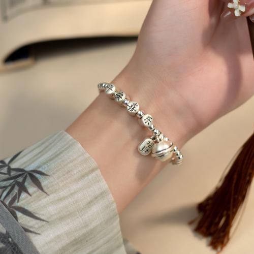 Sterling Silver Bracelets, 925 Sterling Silver, with Elastic Thread, plated, for woman, silver color Approx 15-24 cm 