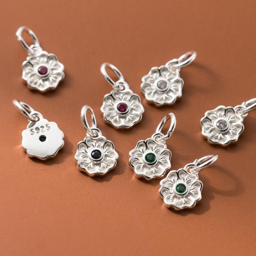 Cubic Zirconia Micro Pave Sterling Silver Pendant, 925 Sterling Silver, Antique finish, DIY & micro pave cubic zirconia 8mm 