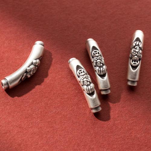 925 Sterling Silber gebogene Rohr Perlen, Antikes Finish, DIY, originale Farbe, 33mm, Bohrung:ca. 2.8mm, verkauft von PC