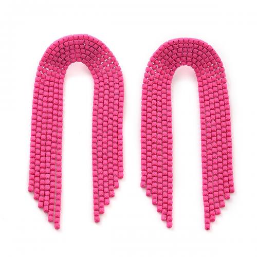 Fashion Fringe Boucles d'oreilles, laiton, Placage, pour femme & avec strass, plus de couleurs à choisir, Vendu par paire
