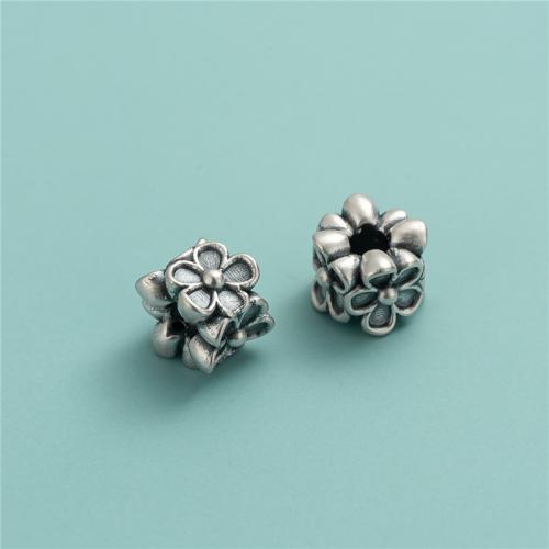 Sterling Silver Spacer Beads, 925 Sterling Silver, Flower, vintage & DIY, 9.2mm Approx 4mm 