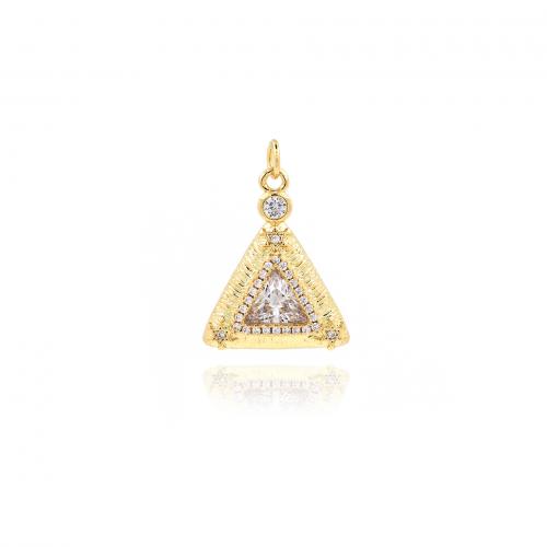 Cubic Zirconia Micro Pave Brass Pendant, Triangle, 18K gold plated, fashion jewelry & DIY & micro pave cubic zirconia 
