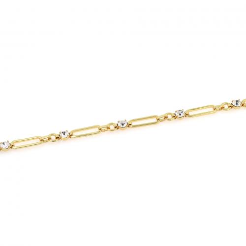 Handmade Brass Chain, 18K gold plated, fashion jewelry & DIY & micro pave cubic zirconia, 7mm 
