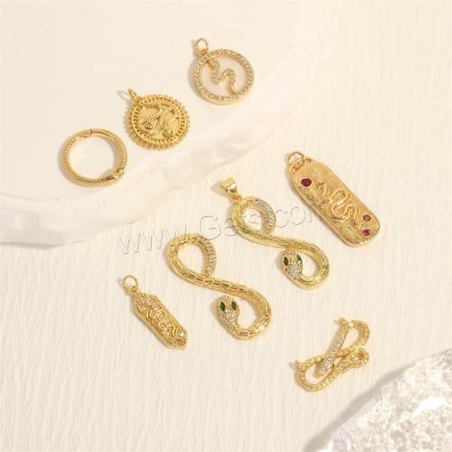 Cubique Pendentif en laiton zircon pavent, Placage de couleur d'or, bijoux de mode & styles différents pour le choix & pavé de micro zircon & pour femme, plus de couleurs à choisir, Vendu par PC