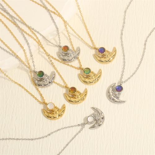 Кристалл ожерелье, Латунь, с Кристаллы, с 5CM наполнитель цепи, Луна, Другое покрытие, ювелирные изделия моды & Женский, Много цветов для выбора, длина:40 см, продается PC