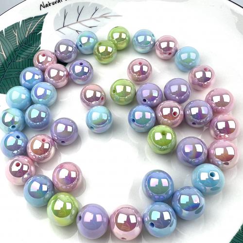 Perles acryliques plaquée, Acrylique, Rond, Placage coloré, DIY, plus de couleurs à choisir, 16mm, Environ Vendu par sac