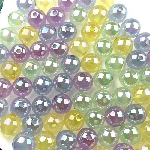 Perles acryliques plaquée, Acrylique, Rond, Placage coloré, envoyé au hasard & DIY & lumineux, plus de couleurs à choisir, 16mm, Environ 200ensemblessérie/sac, Vendu par sac