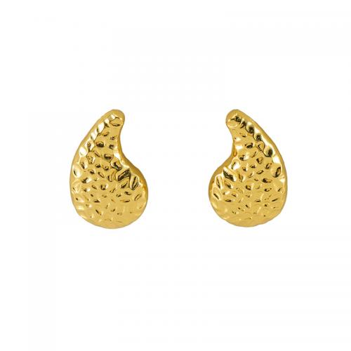 Edelstahl Stud Ohrring, 304 Edelstahl, Tropfen, 18K vergoldet, Modeschmuck & für Frau, 22x13mm, verkauft von Paar