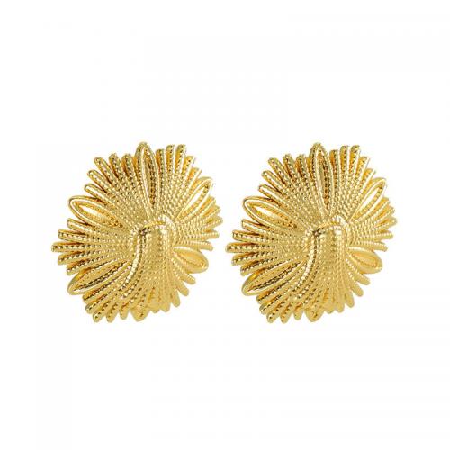 Stainless Steel Stud Earring, 304 Stainless Steel, Flower, 18K gold plated, fashion jewelry & for woman 