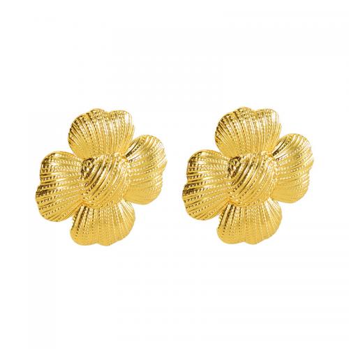 Stainless Steel Stud Earring, 304 Stainless Steel, Sunflower, 18K gold plated, fashion jewelry & for woman 