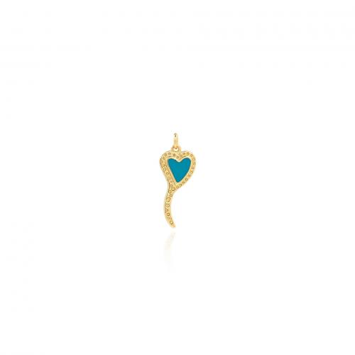 Enamel Brass Pendants, Heart, 18K gold plated, fashion jewelry & DIY, blue 