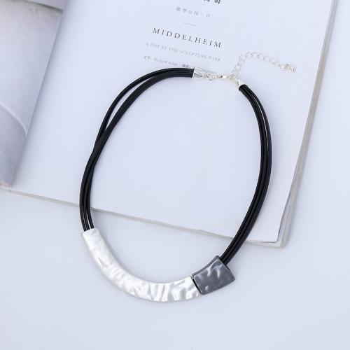 PU Leather Cord Necklace, Zinc Alloy, with leather cord, plated, fashion jewelry & for woman Approx 45 cm 