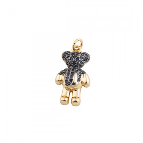 Cubic Zirconia Micro Pave Brass Pendant, Bear, fashion jewelry & Unisex & micro pave cubic zirconia 