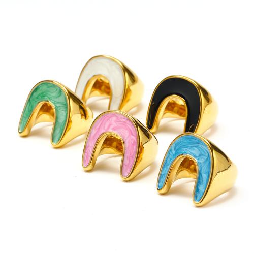 Титан Сталь палец кольцо, титан, разный размер для выбора & Женский & эмаль & со стразами, Много цветов для выбора, продается PC
