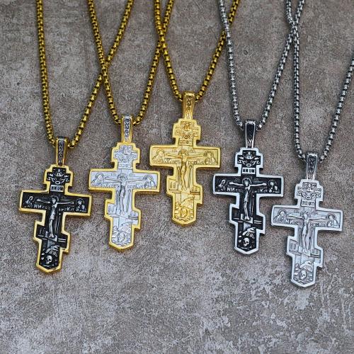 Titanium Steel Jewelry Necklace, Cross, fashion jewelry & for man Approx 60 cm 