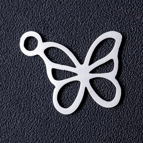 Titanium Steel Pendants, Butterfly, polished, DIY & hollow, original color Approx 