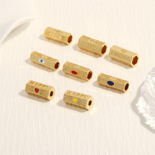 Perles zircon Micro Pave cubes, laiton, Placage de couleur d'or, DIY & modèles différents pour le choix & pavé de micro zircon & émail, plus de couleurs à choisir, Vendu par PC