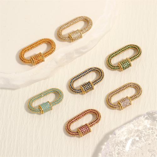 Brass Screw Clasp, gold color plated, DIY & micro pave cubic zirconia 