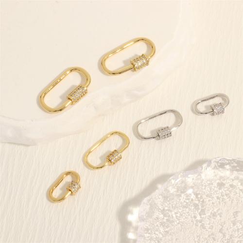 Brass Screw Clasp, silver color plated, DIY & micro pave cubic zirconia 