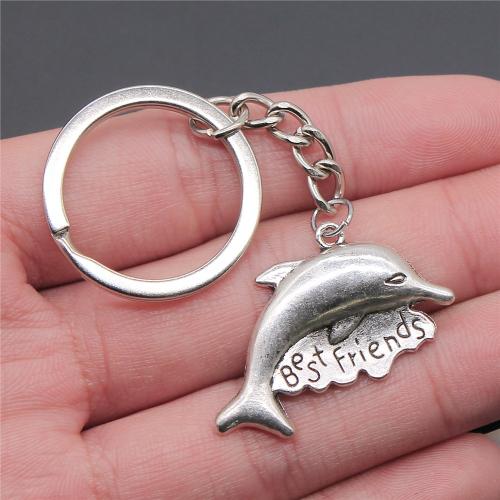 Zinc Alloy Key Chain Jewelry, Dolphin, plated, fashion jewelry, silver color 