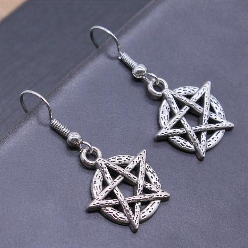 Zinc Alloy Drop Earring, with Iron, Star, plated, fashion jewelry, silver color 
