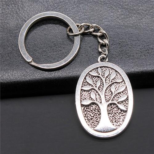 Zinc Alloy Key Chain Jewelry, with Iron, Oval, plated, fashion jewelry, silver color 