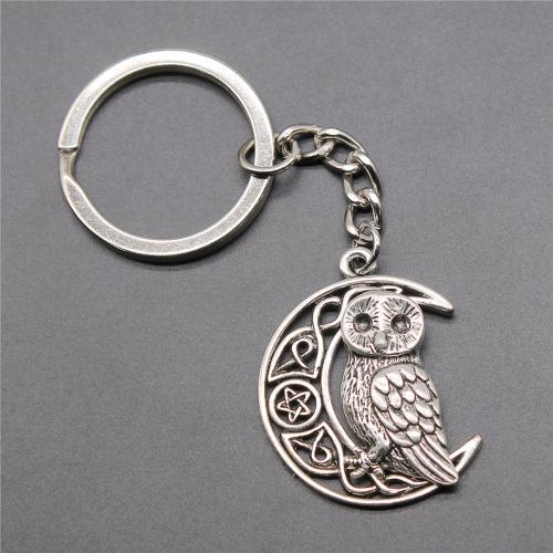 Zinc Alloy Key Chain Jewelry, with Iron, Owl, plated, fashion jewelry, silver color 