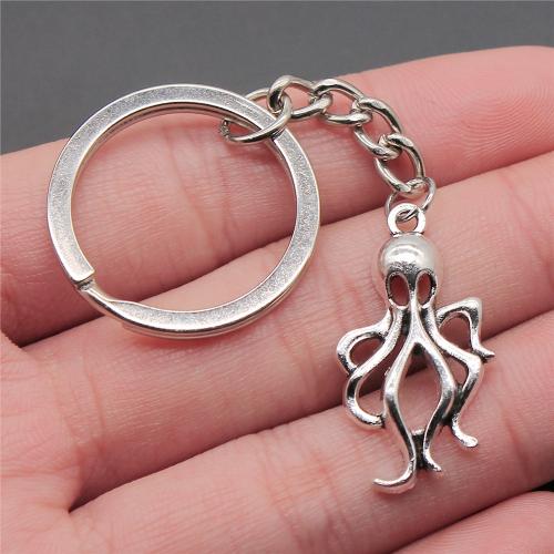 Zinc Alloy Key Chain Jewelry, with Iron, Octopus, plated, fashion jewelry, silver color 