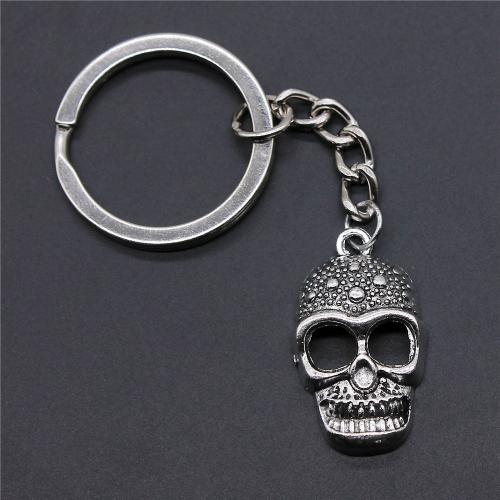 Zinc Alloy Key Chain Jewelry, with Iron, Skull, plated, fashion jewelry, silver color 