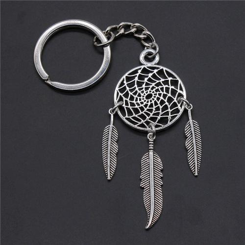 Zinc Alloy Key Chain Jewelry, with Iron, Dream Catcher, plated, fashion jewelry, silver color 