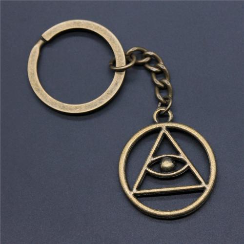 Zinc Alloy Key Chain Jewelry, with Iron, Round, plated, fashion jewelry, antique bronze color 