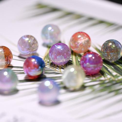Two Tone Acrylic Beads, Round, colorful plated, random style & DIY, mixed colors, 16mm, Approx 