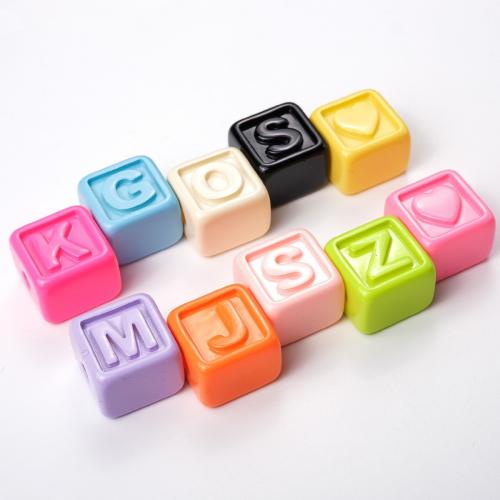 Acrylic Alphabet Beads,  Square, stoving varnish, DIY 17mm Approx 4mm, Approx 