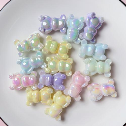 Perles acryliques plaquée, Acrylique, ours, Placage UV, dégradé de couleur & DIY & lumineux, plus de couleurs à choisir Environ 2.8mm, Environ Vendu par sac