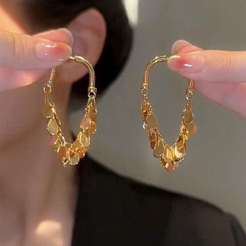 Zinc Alloy Tassel Earring, gold color plated, fashion jewelry & for woman, 60mm 