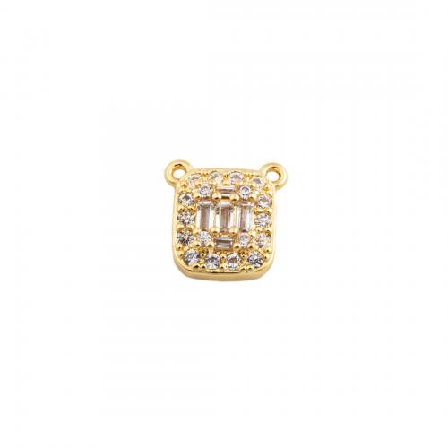 Cubic Zirconia Micro Pave Brass Pendant, Unisex & micro pave cubic zirconia & double-hole, golden 