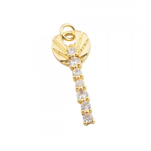 Cubic Zirconia Micro Pave Brass Pendant, fashion jewelry & Unisex & micro pave cubic zirconia, golden 