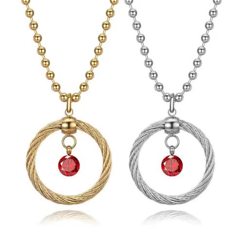 Titanium Steel Jewelry Necklace, with Cubic Zirconia, fashion jewelry & Unisex 20mm Approx 60 cm 