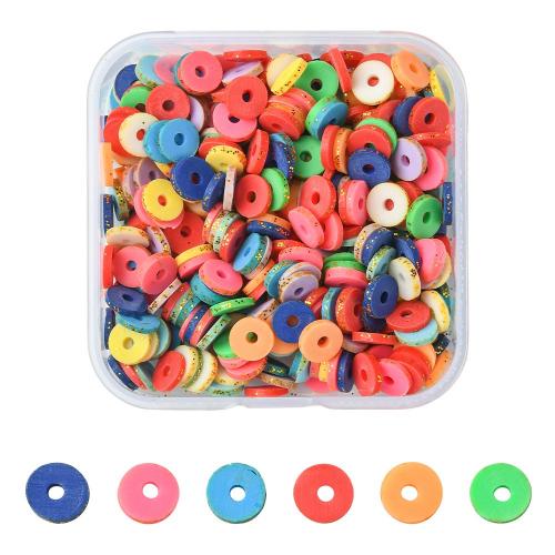 Rondelle Polymer Clay Beads, with Plastic Box, DIY [