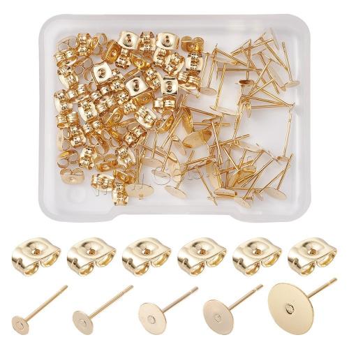 Stainless Steel Earring Stud Component, 304 Stainless Steel, with Plastic, gold color plated, DIY 