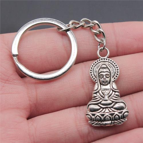 bijoux de porte-clés en Alliage de zinc, avec fer, bouddha, Placage, bijoux de mode, plus de couleurs à choisir Vendu par PC