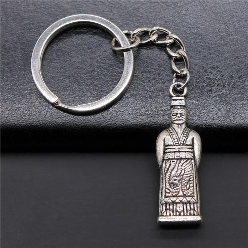 bijoux de porte-clés en Alliage de zinc, avec fer, Placage, bijoux de mode, argent Vendu par PC