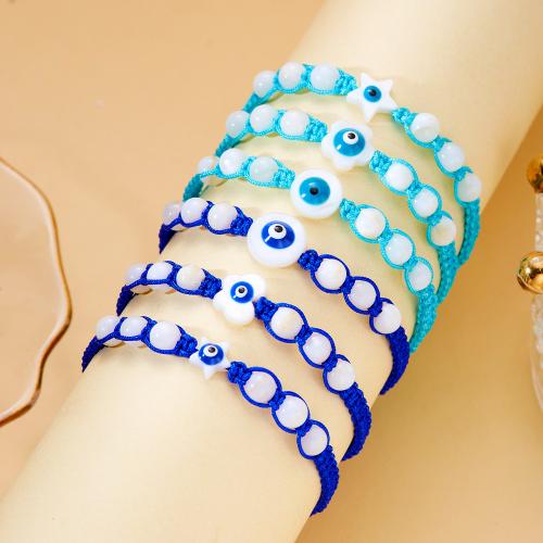 Evil Eye Schmuck Armband, Baumwollfaden, mit Harz, handgemacht, Modeschmuck & unisex & verschiedene Stile für Wahl, keine, Länge:ca. 6.29-11.02 ZollInch, verkauft von PC