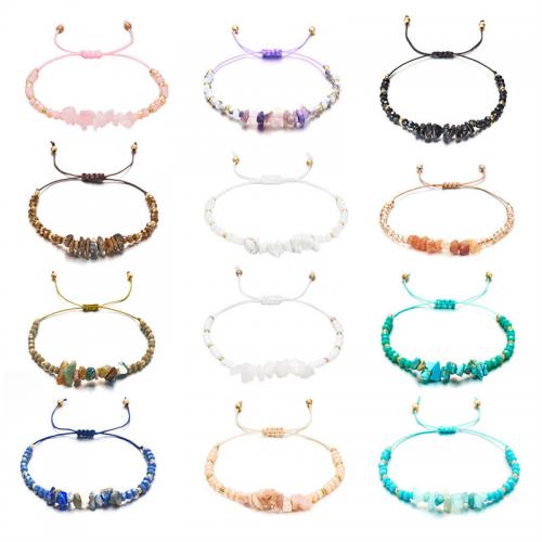 Bracelets de cristal, Fil de coton, avec pierrecaillou & cristal, fait à la main, bijoux de mode & pour femme, plus de couleurs à choisir Environ 6.29-10.23 pouce, Vendu par PC[