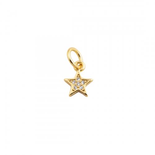 Cubic Zirconia Micro Pave Brass Pendant, Star, fashion jewelry & micro pave cubic zirconia & for woman, golden 