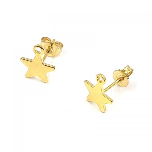 Titanium Steel Earrings, Star, gold color plated, DIY, golden 